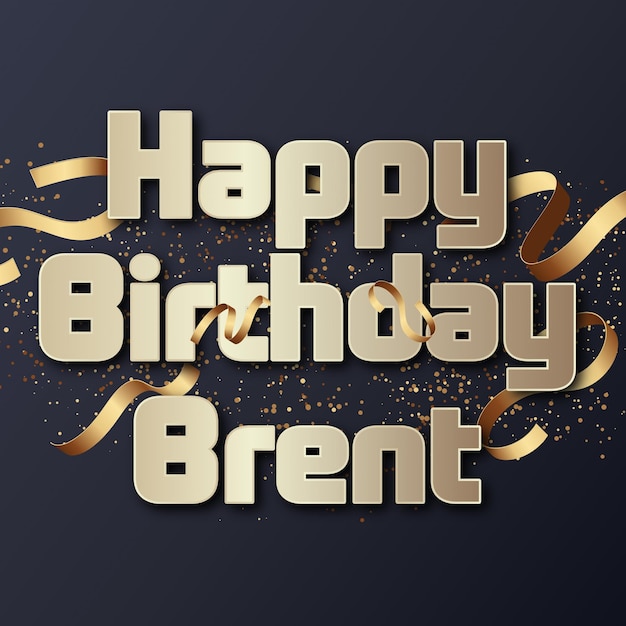 Joyeux Anniversaire Brent Gold Confettis Ballon Mignon Carte Photo Effet Texte