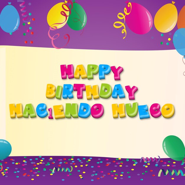 Photo joyeux anniversaire hac endo hueco confetti d'or carte de ballon mignonne effet photo et texte