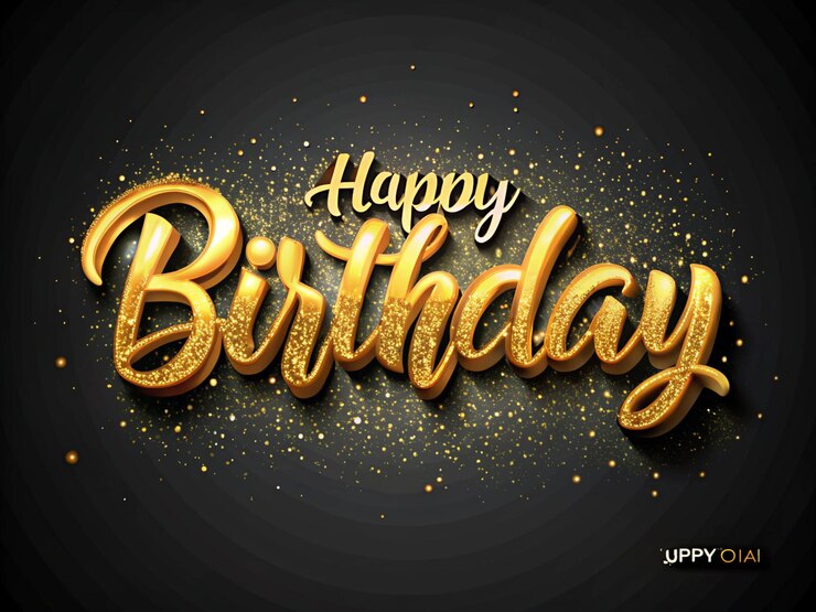 Photo joyeux anniversaire avec des lettres dorées