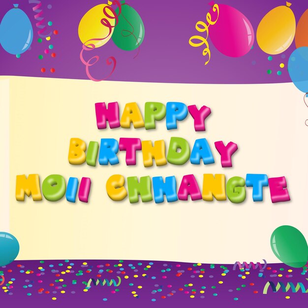 Photo joyeux anniversaire moii chhangte confetti d'or carte de ballon mignonne effet photo et texte