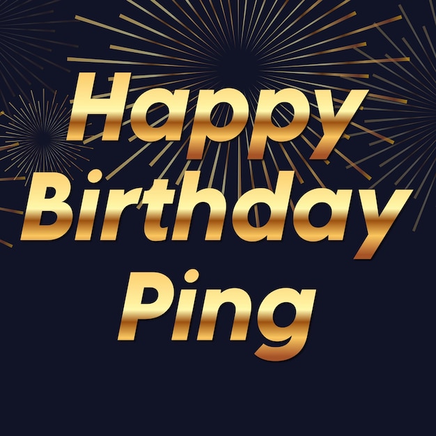 Joyeux anniversaire Ping Gold Confetti Carte de ballon mignonne Effet photo et texte