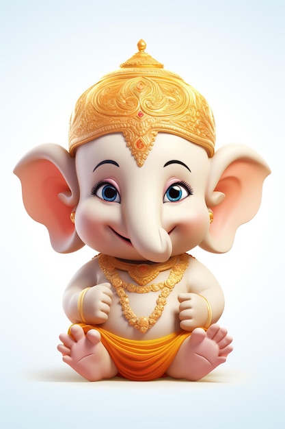 Joyeux Chaturthi de Ganesh avec le magnifique bébé Ganesha 3d rendu petit bébé Ganesha Generative Ai