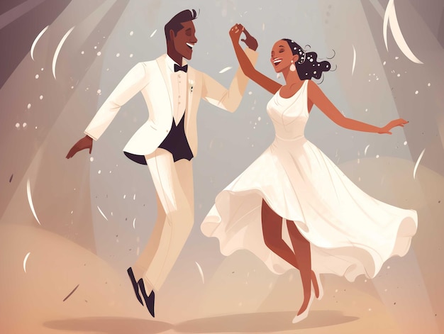 Photo joyeux danse mariée et le marié clipart