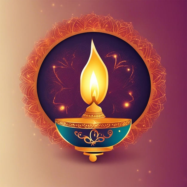 Joyeux Diwali Diya illustration sur fond