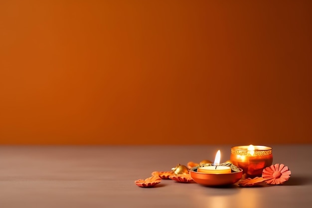 Joyeux diwali ou festival indien traditionnel deepavali avec lampe à huile diya en argile festival hindou indien