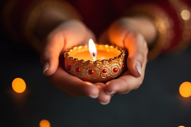 Joyeux diwali ou festival indien traditionnel deepavali avec lampe à huile diya en argile festival hindou indien