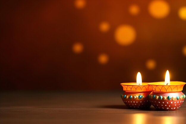 Joyeux diwali ou festival indien traditionnel deepavali avec lampe à huile diya en argile festival hindou indien