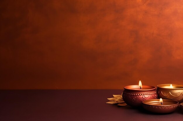 Photo joyeux diwali ou festival indien traditionnel deepavali avec lampe à huile diya en argile festival hindou indien