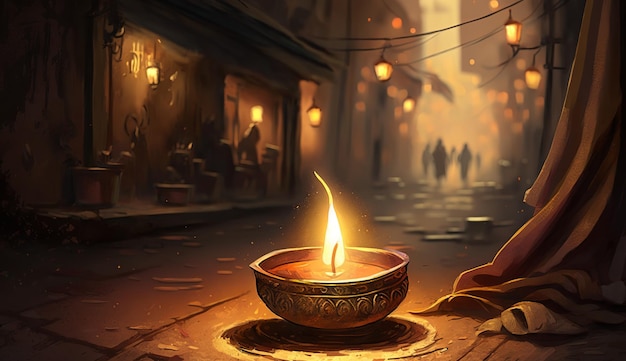 Joyeux Diwali Illustration de Diwali Diya générative ai