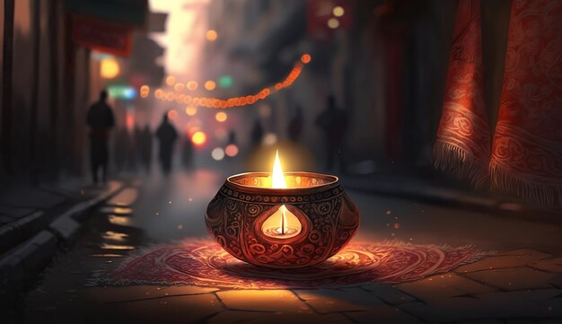 Joyeux Diwali Illustration de Diwali Diya générative ai