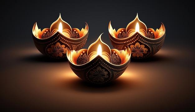 Joyeux Diwali Illustration de Diwali Diya générative ai