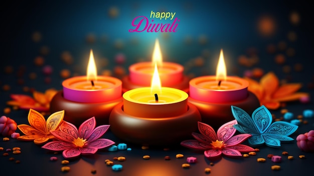 Joyeux Diwali Illustration de Diwali Diya générative ai