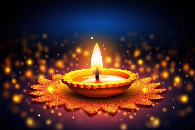 Joyeux festival de Diwali décoré de lampes à huile Célébration du festival hindou des lumières Ai génératif