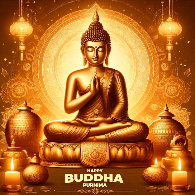 Joyeux festival du Bouddha Purnima Arrière-plan Jour de Vesak Jour de Bouddha Jayanti Jour de Boudha