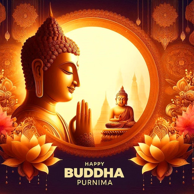 Joyeux festival du Bouddha Purnima Arrière-plan Jour de Vesak Jour de Bouddha Jayanti Jour de Boudha