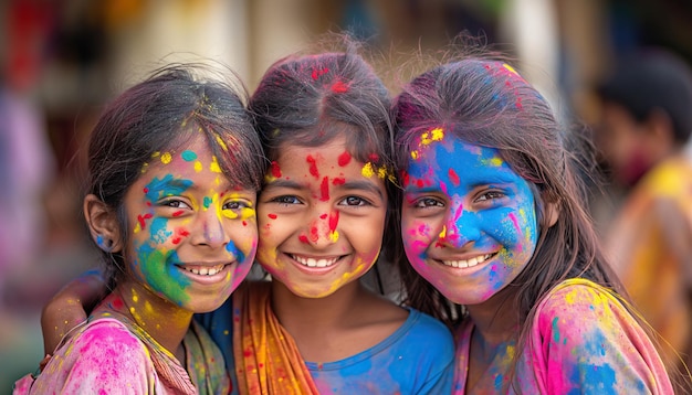 Joyeux festival Holi Hai Les enfants indiens célèbrent le festival Holi à Delhi