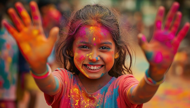 Joyeux festival Holi Hai Les enfants indiens célèbrent le festival Holi à Delhi