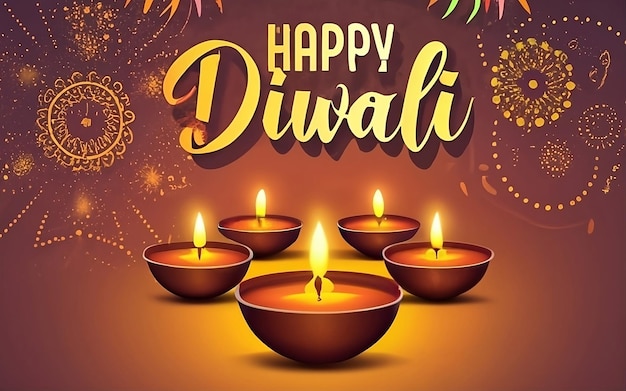 Joyeux fond de Deepawali avec des diyas