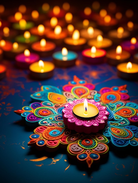 Joyeux fond de Diwali avec un beau groupe de Diya
