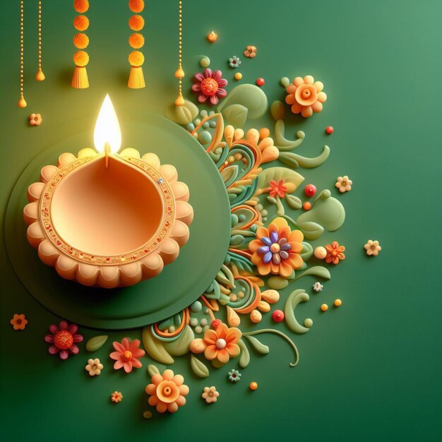 Joyeux fond de Diwali avec diya et rangoli