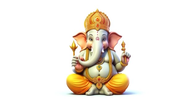 Photo joyeux ganesh chaturthi isolé sur un fond blanc génératif ai