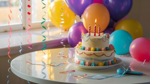 Joyeux gâteau d'anniversaire sur la table