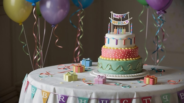 Joyeux gâteau d'anniversaire sur la table