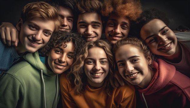 Un joyeux groupe de personnes souriant ensemble généré par l'IA