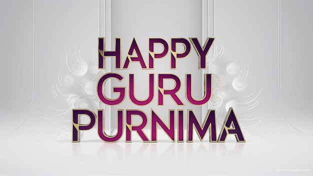 Photo joyeux guru purnima guru poornima gurudev guruji texte créatif isolé sur un fond blanc