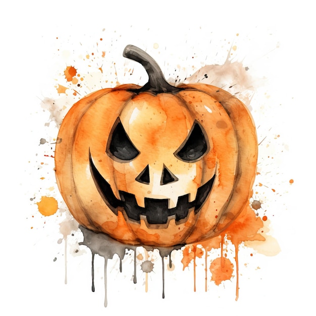 Joyeux Halloween citrouille aquarelle image générée par IA de haute qualité