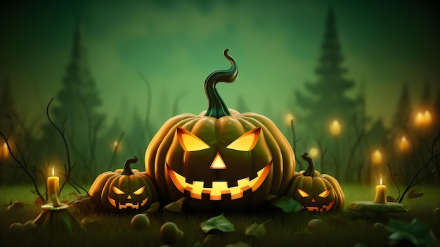 Joyeux Halloween design effrayant en arrière-plan d'illustration de style 3d