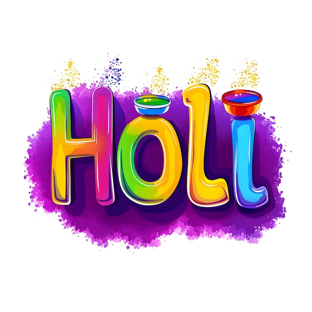 Joyeux Holi souhaite la décoration du festival indien texte Holi coloré avec la poudre Holi