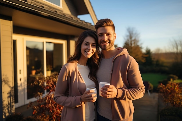 Joyeux jeune couple propriétaires