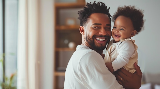 Photo joyeux jeune père afro-américain avec son petit fils à la maison concept de paternité