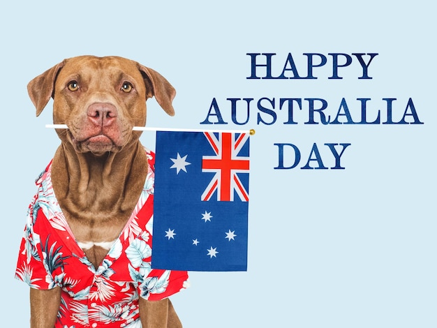 Joyeux jour de l'Australie Cute chien et drapeau australien