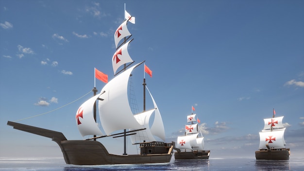 Joyeux jour de Columbus trois caravelles