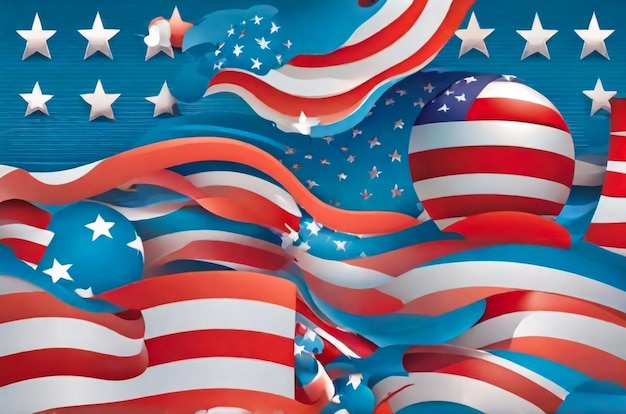 Joyeux jour de l'indépendance des États-Unis carte avec style de coupe de papier rouge sur fond de couleur pour la fête nationale