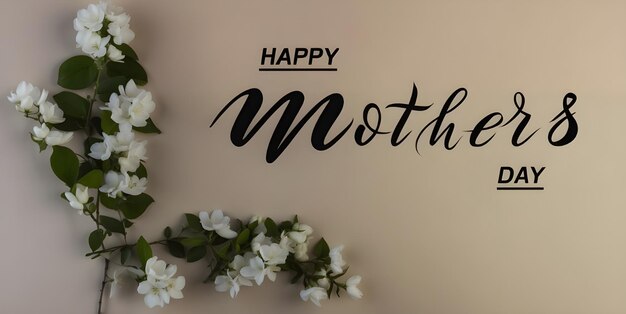 Photo joyeux jour de la mère flat lay banner félicitations pour le jour de la maman belles fleurs de jasmines blanches