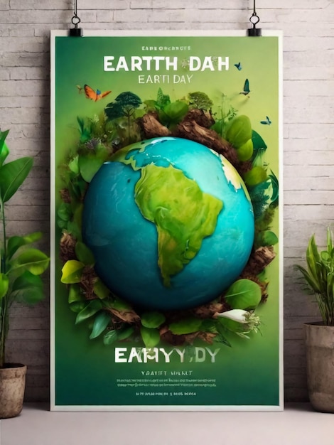 Photo joyeux jour de la terre sauvez la nature illustration éco vectorielle pour les médias sociaux affiche bannière flyer de carte sur le thème de sauver la planète les mains humaines protègent la terre