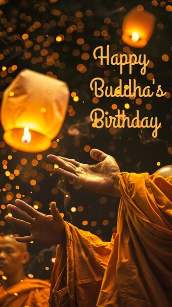 Photo joyeux jour de vesak célébration de l'anniversaire de bouddha