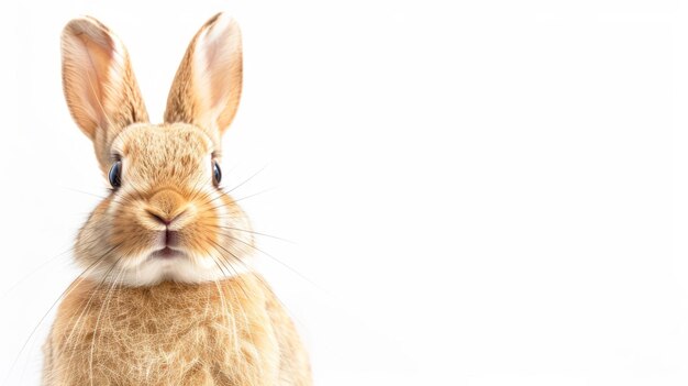 Le joyeux lapin de Pâques isolé sur blanc avec un espace de copie