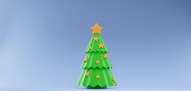 Joyeux Noël et bonne année promotion de rabais sur les arbres de Noël avec copie espace conception de bannière de vente de rendu 3D