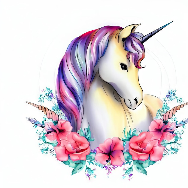 Joyeux Noël Cadeau Illustration Licorne Générative AI