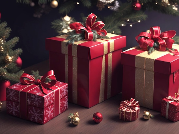 Joyeux Noël avec des coffrets cadeaux de Noël réalistes