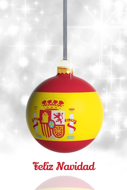 Joyeux Noël d'Espagne Boule de Noël avec drapeau