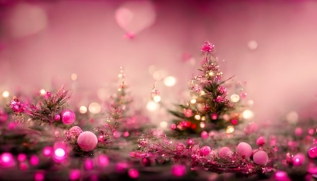 Joyeux Noël HD Fond d'écran rose Belle illustration saisonnière d'œuvres d'art et fond d'espace de copie