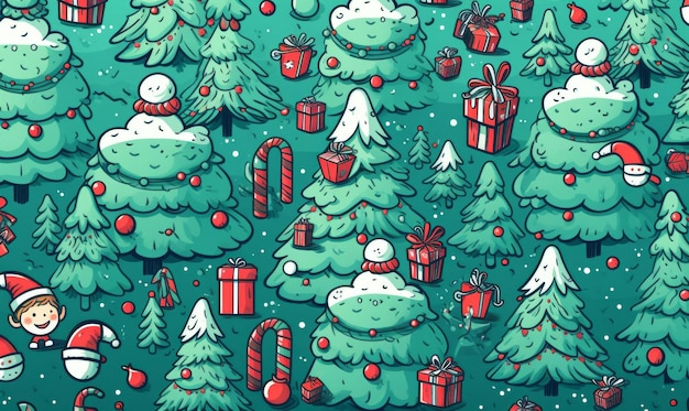 joyeux noël illustration style doodle illustration vectorielle avec le père noël et les objets de noël