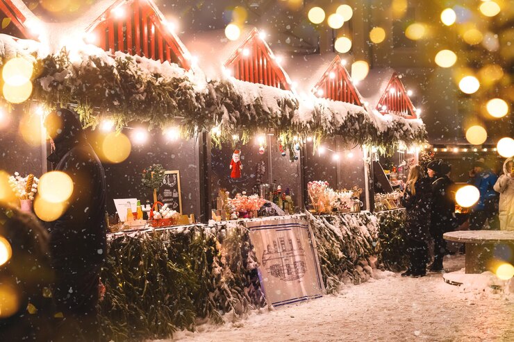 Joyeux Noël Marché et commerces de rue Une ville illuminée pour les fêtes de Noël