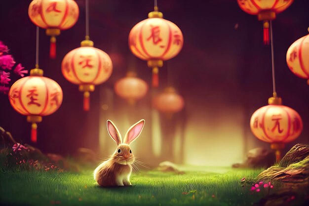 Joyeux nouvel an chinois 2023 fond de lapin