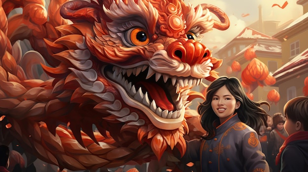 Joyeux nouvel an chinois le dragon horoscope chinois IA générative